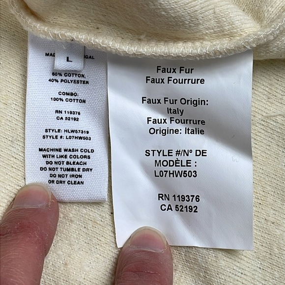 NWT Helmut Lang Shaggy Fleece V Neck Sweater Cream Oversized Faux Fur Sz L - Picture 14 of 16